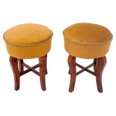 Mid-Century Stools, Yellow Footrests, Poland, 1960s. Set of 2