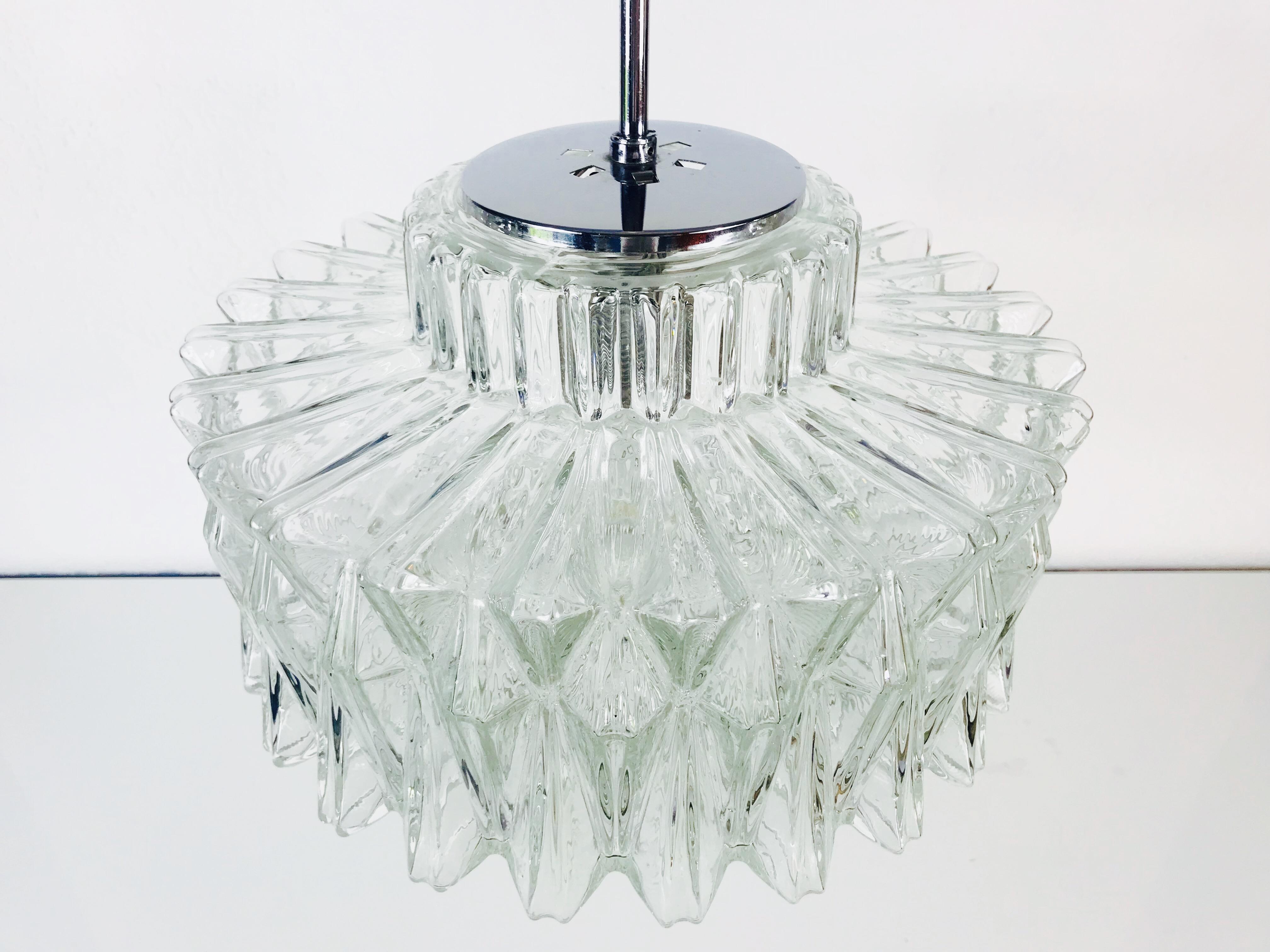 Mid-Century Modern Midcentury Structured Glass Chandelier by Limburg, 1960s