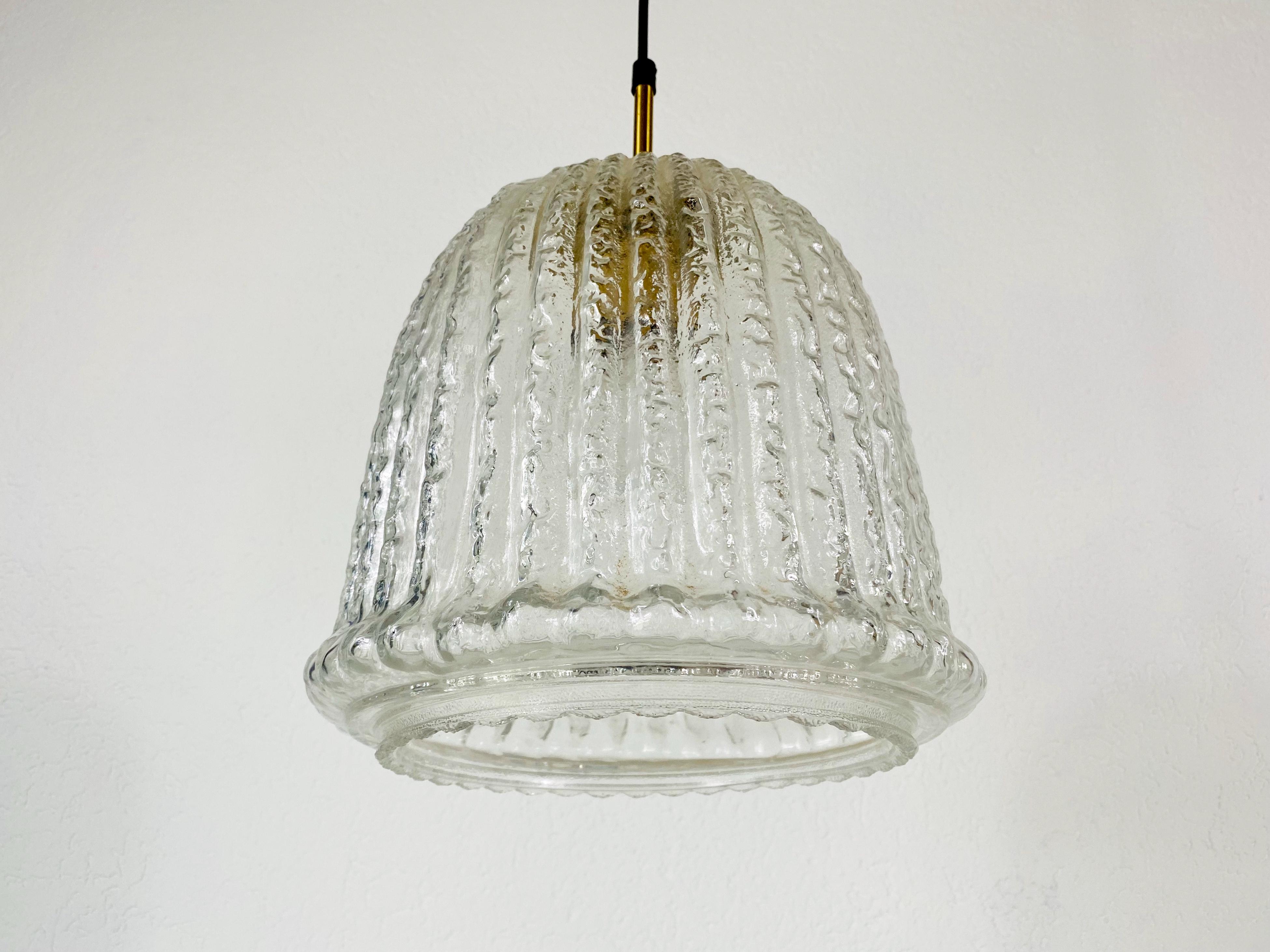 Mid-Century Modern Midcentury Structured Glass Chandelier by Limburg, 1960s For Sale