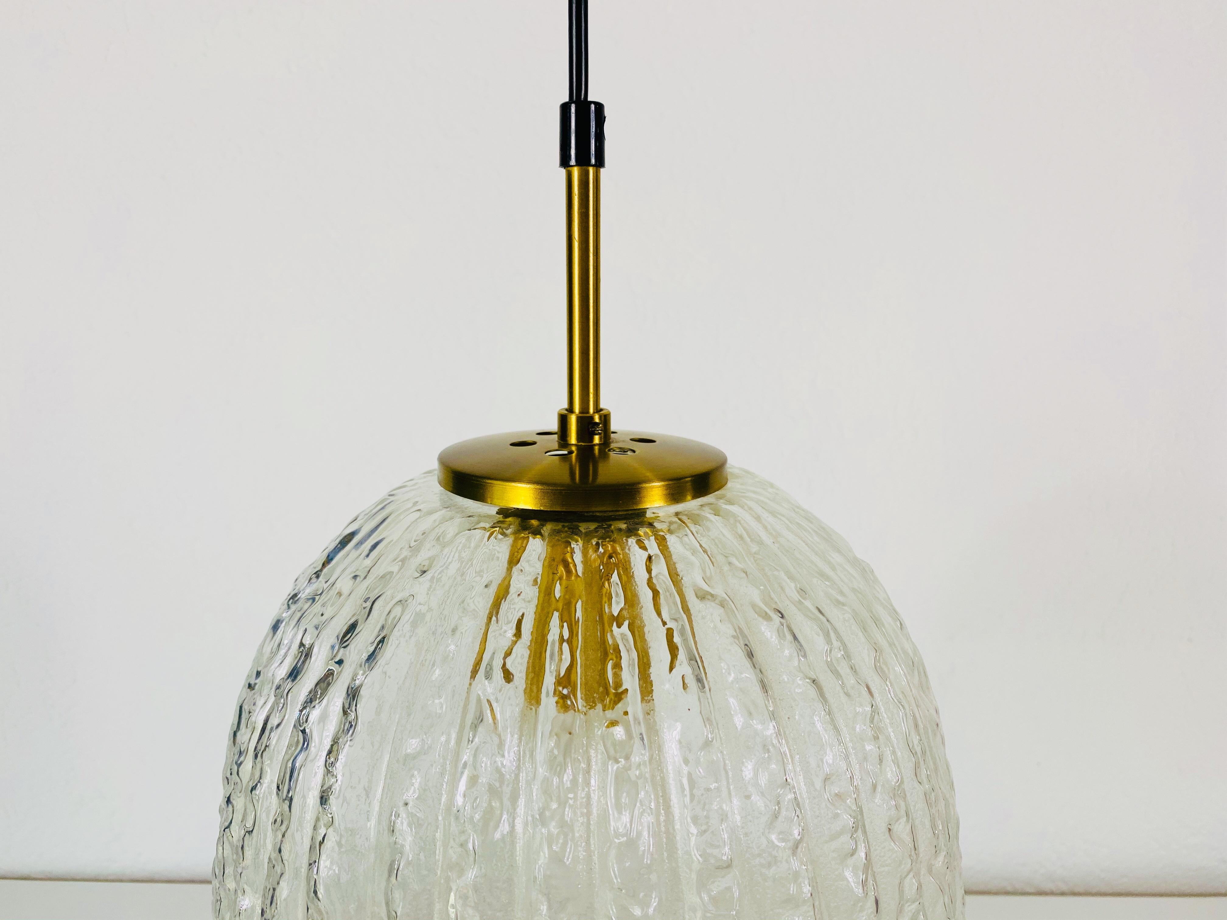 Midcentury Structured Glass Chandelier by Limburg, 1960s In Good Condition For Sale In Hagenbach, DE