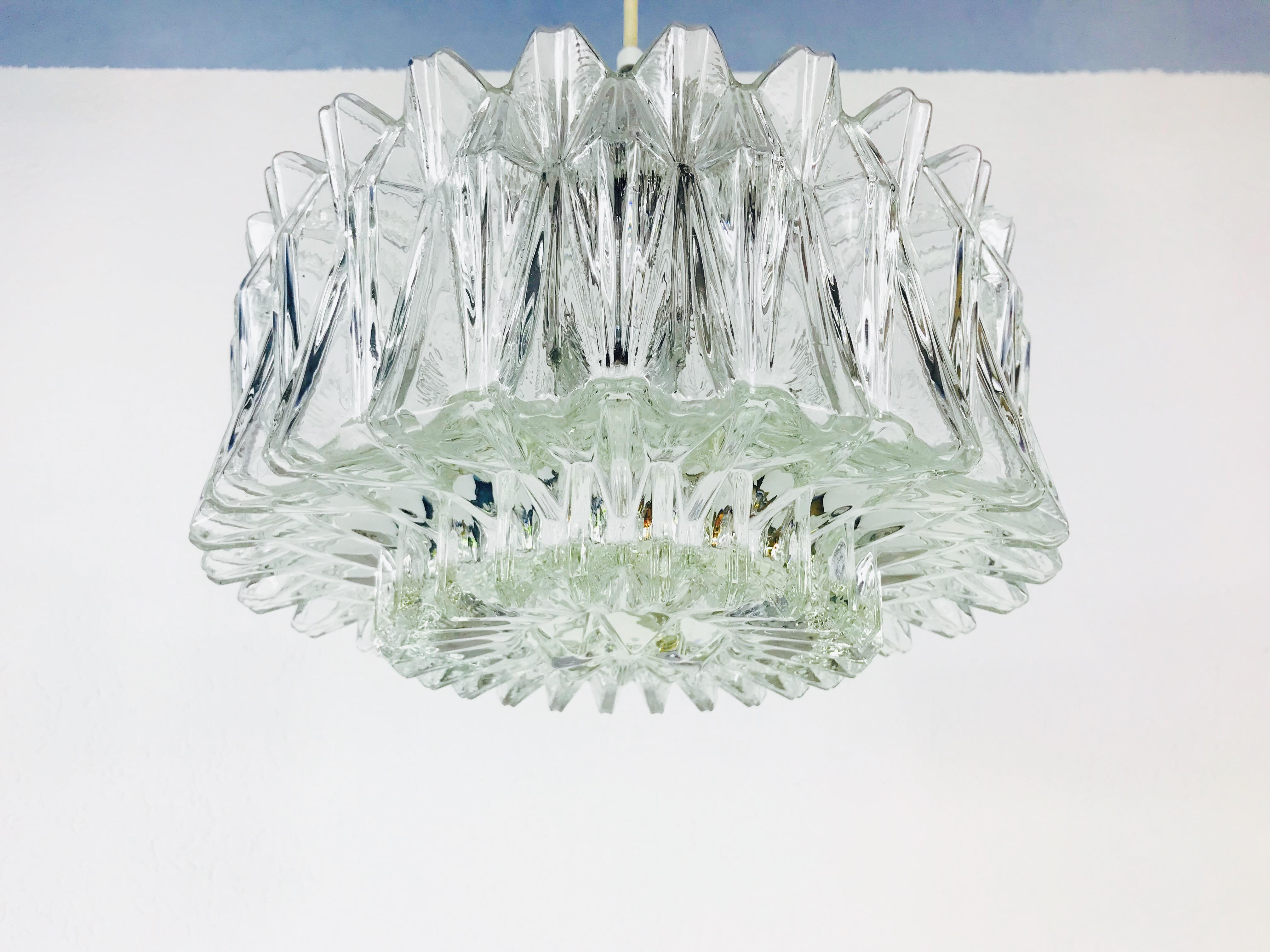 Mid-20th Century Midcentury Structured Glass Chandelier by Limburg, 1960s