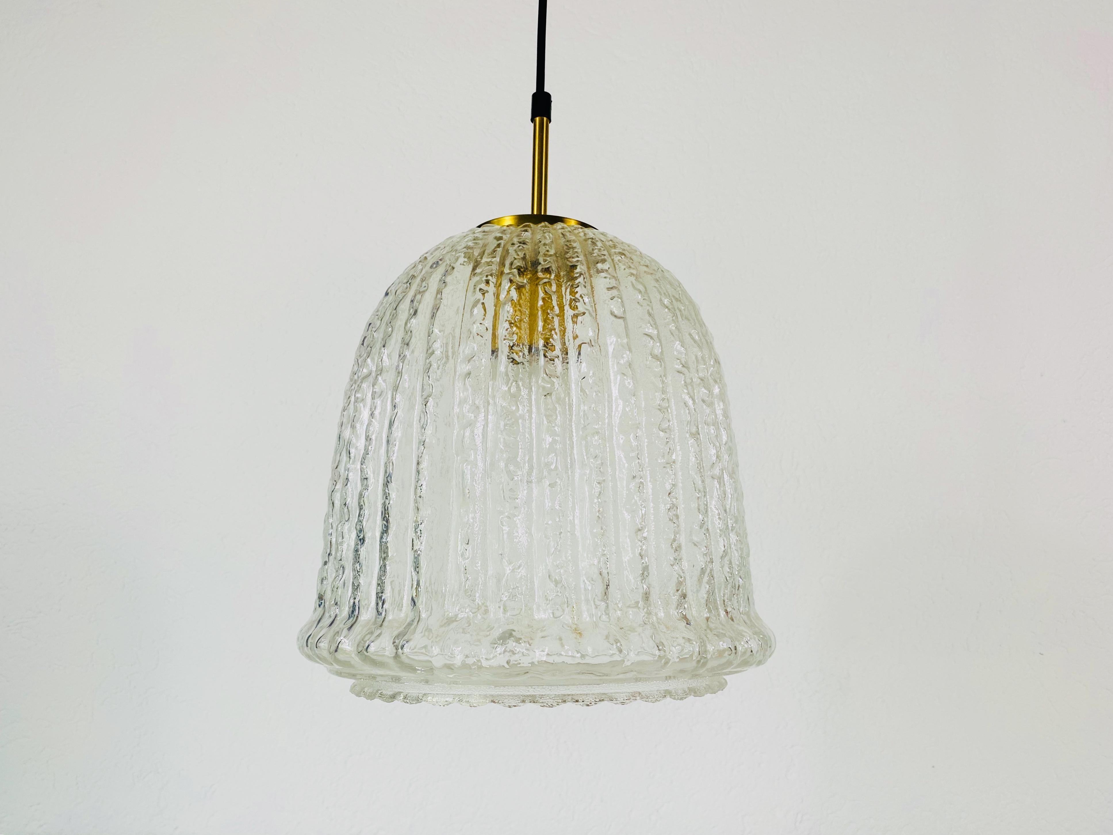 Mid-20th Century Midcentury Structured Glass Chandelier by Limburg, 1960s For Sale