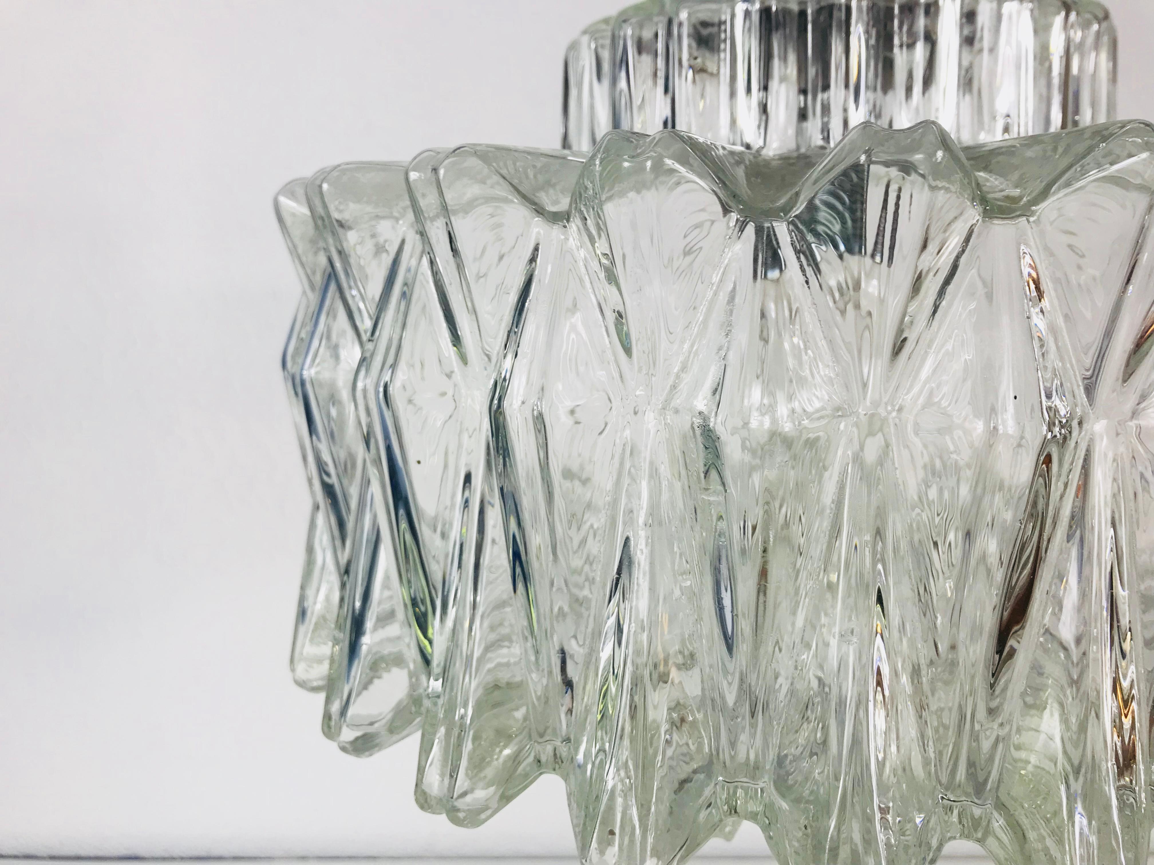 Midcentury Structured Glass Chandelier by Limburg, 1960s 1