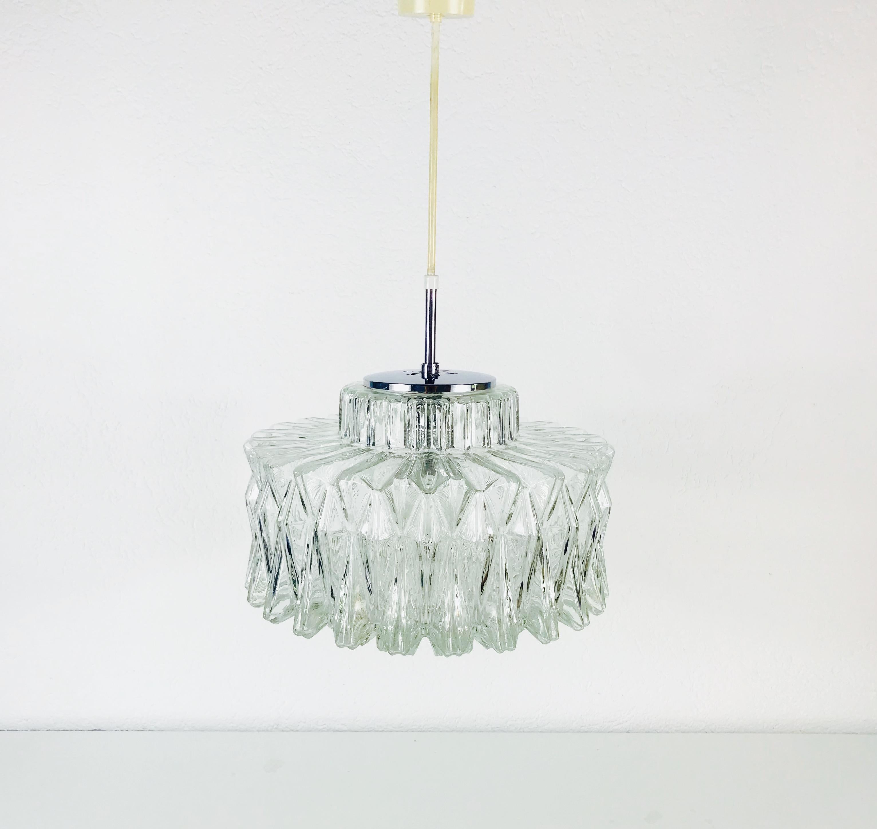 Midcentury Structured Glass Chandelier by Limburg, 1960s 2