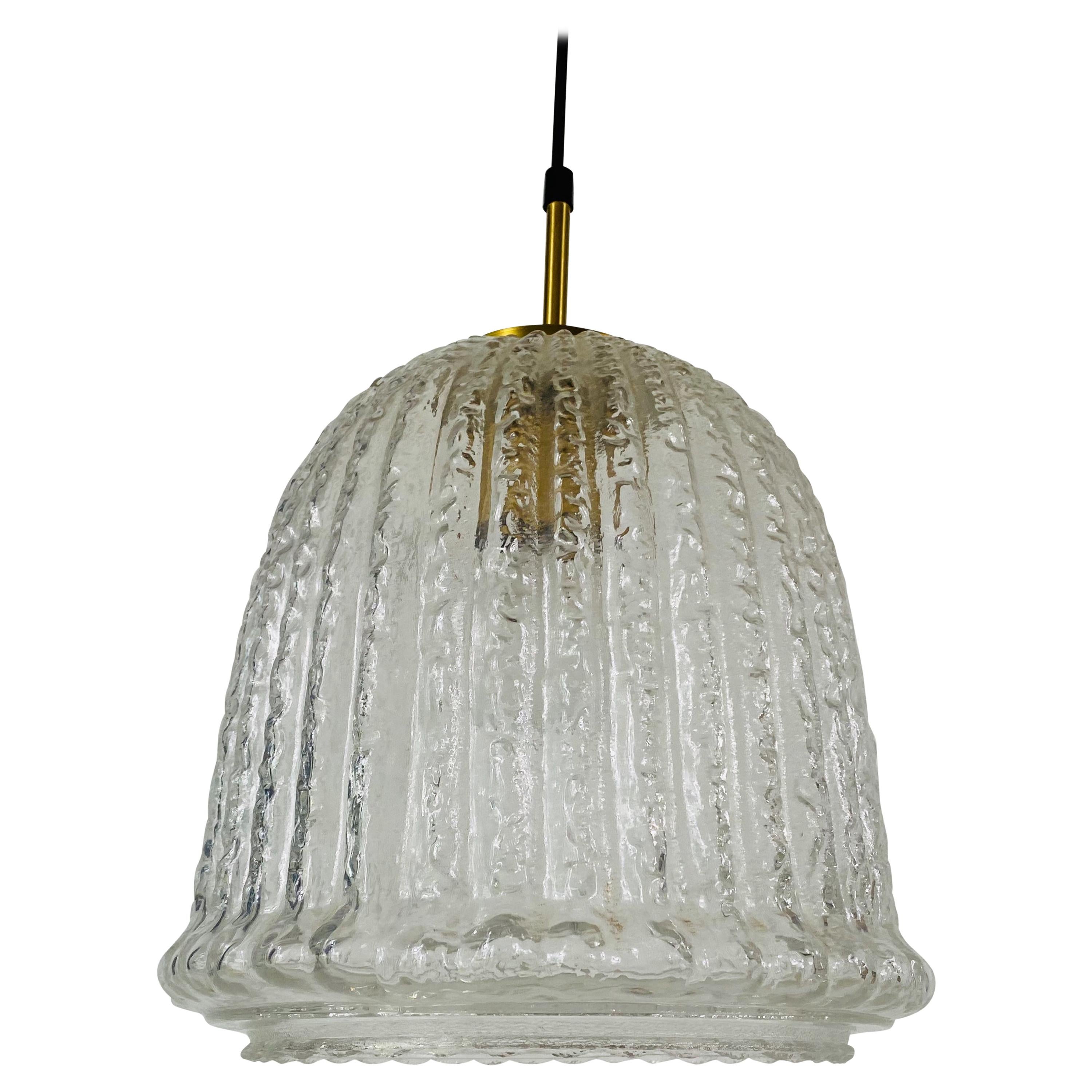 Midcentury Structured Glass Chandelier by Limburg, 1960s For Sale