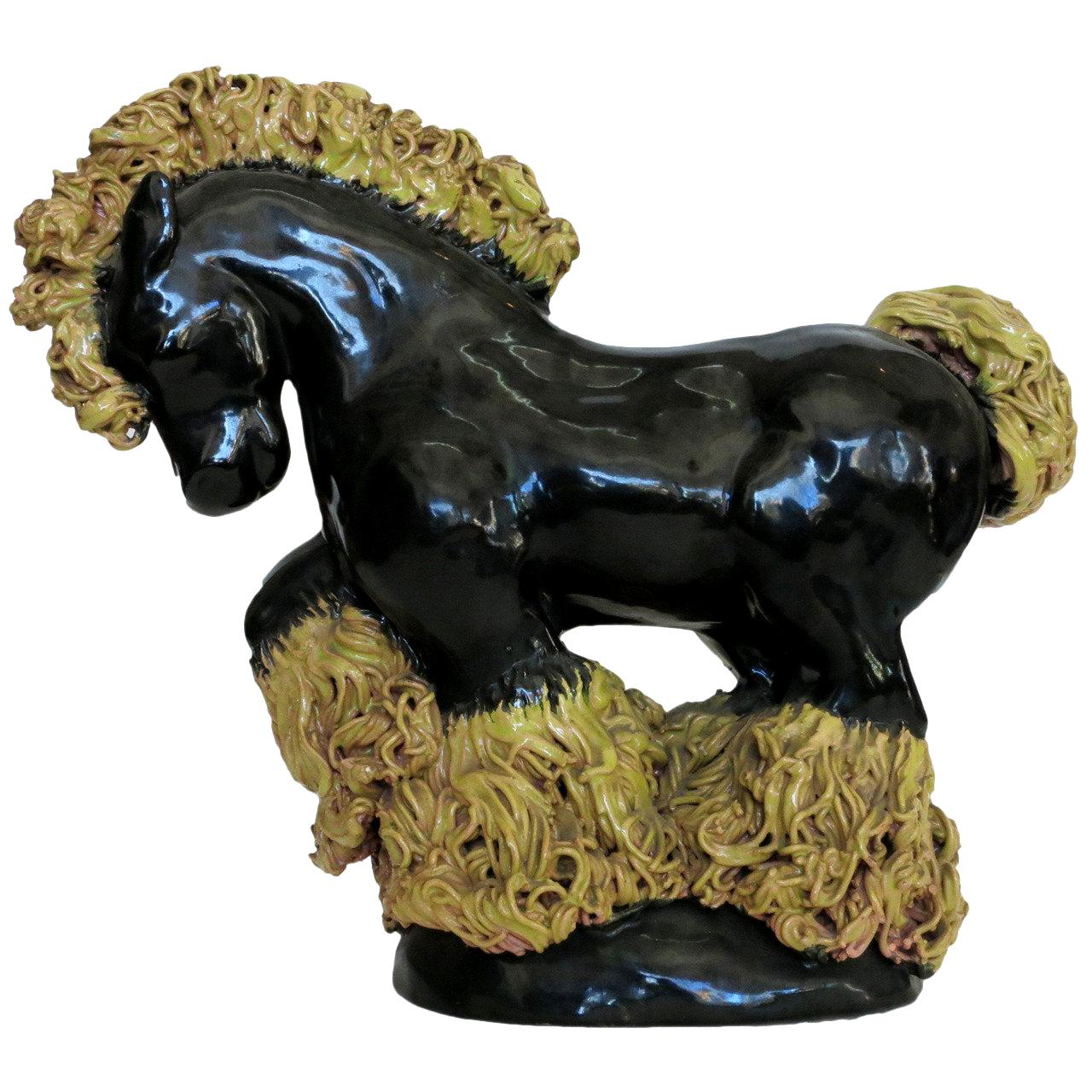 Midcentury Studio Art Pottery Clydesdale Horse For Sale