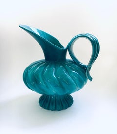 Midcentury Studio Art Pottery Duck Spout Decanter by Alexandre, Belgium 1950's