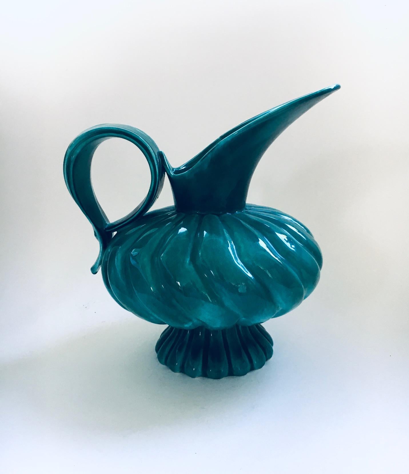 Belgian Midcentury Studio Art Pottery Duck Spout Decanter by Alexandre, Belgium 1950's For Sale