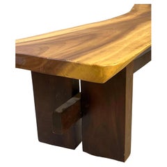 Midcentury Studio Craft Large Free Edge Slab Top Walnut Bench or Coffee Table