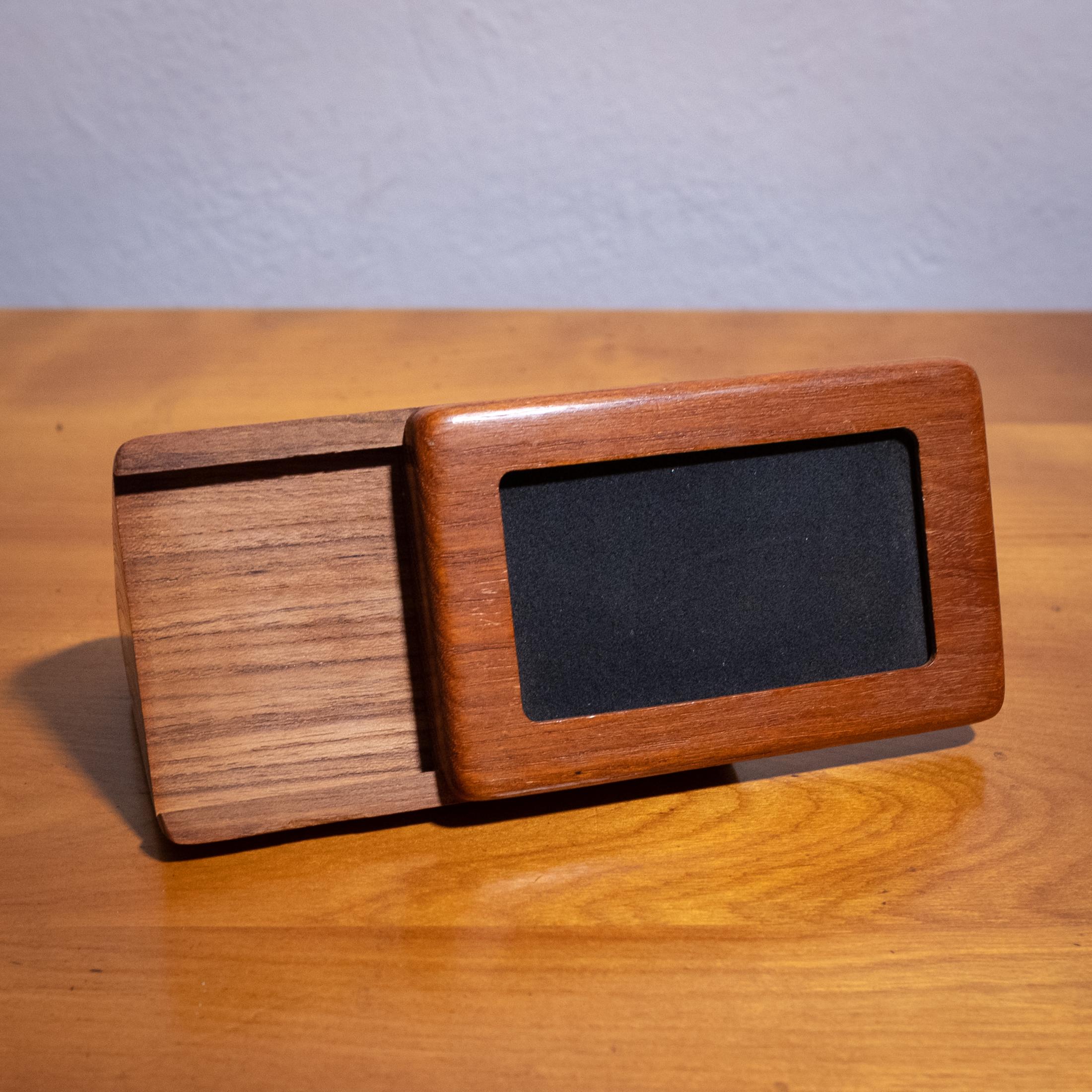 Mid-20th Century Mid-Century Studio Craft Walnut Desk Business Card Display and Holder For Sale