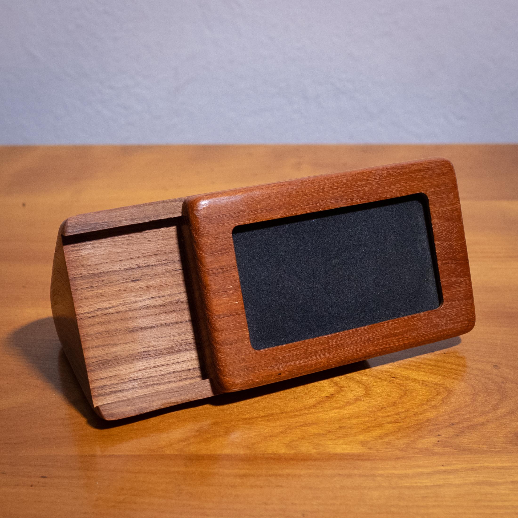 Wood Mid-Century Studio Craft Walnut Desk Business Card Display and Holder For Sale