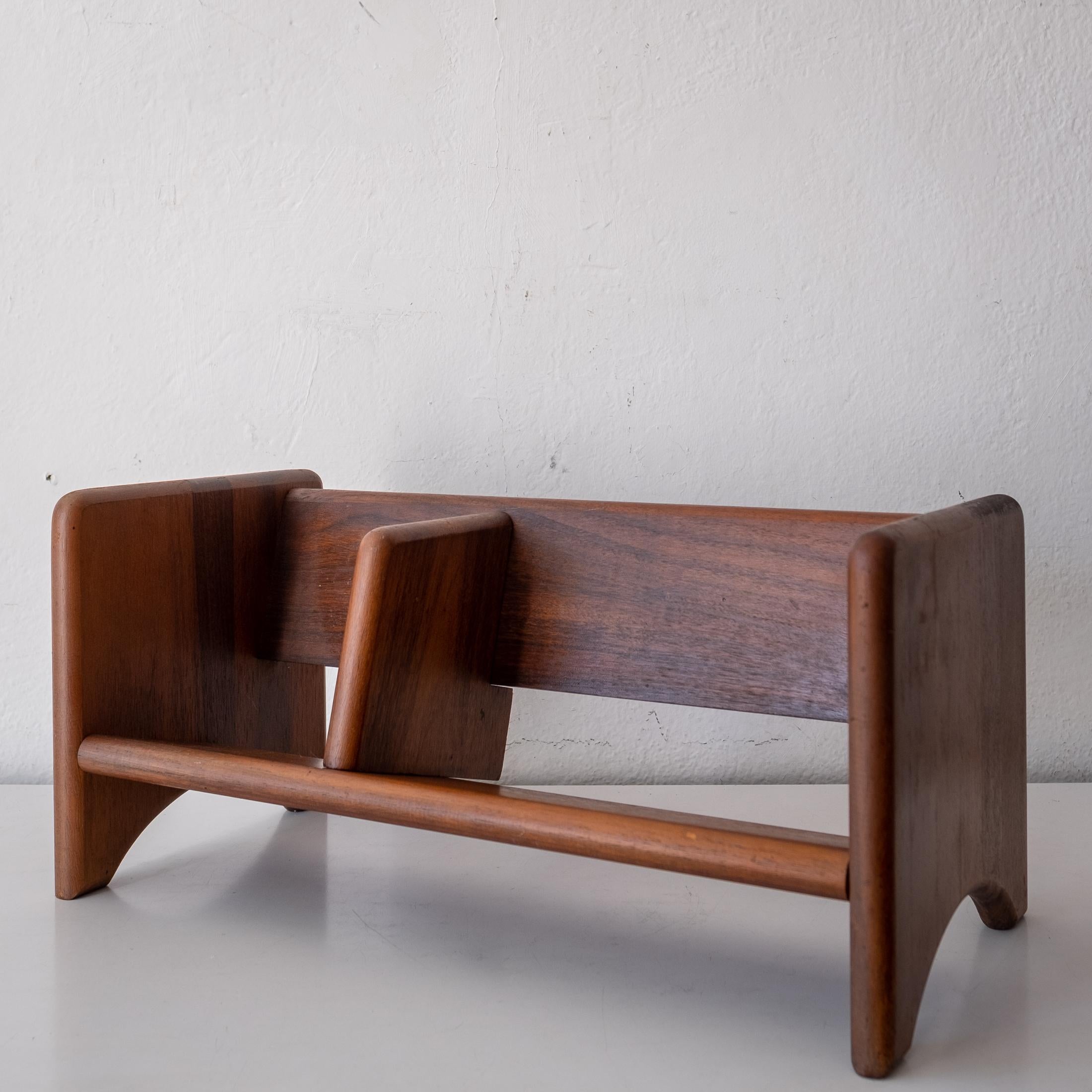 Mid Century Studio Crafted Walnut Tabletop Book Stand Shelf 1970s at