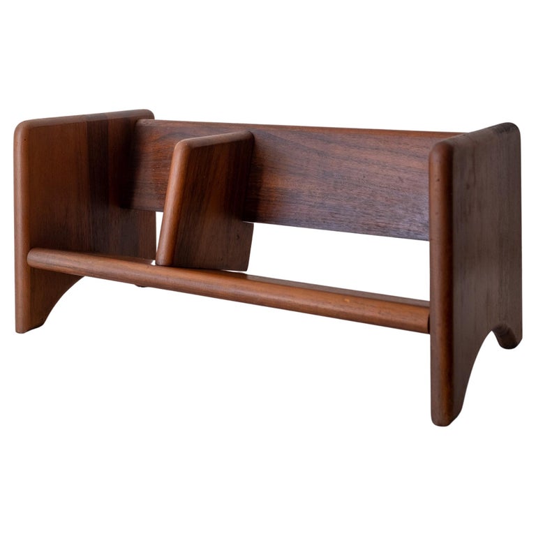 Mid Century Studio Crafted Walnut Tabletop Book Stand Shelf 1970s For