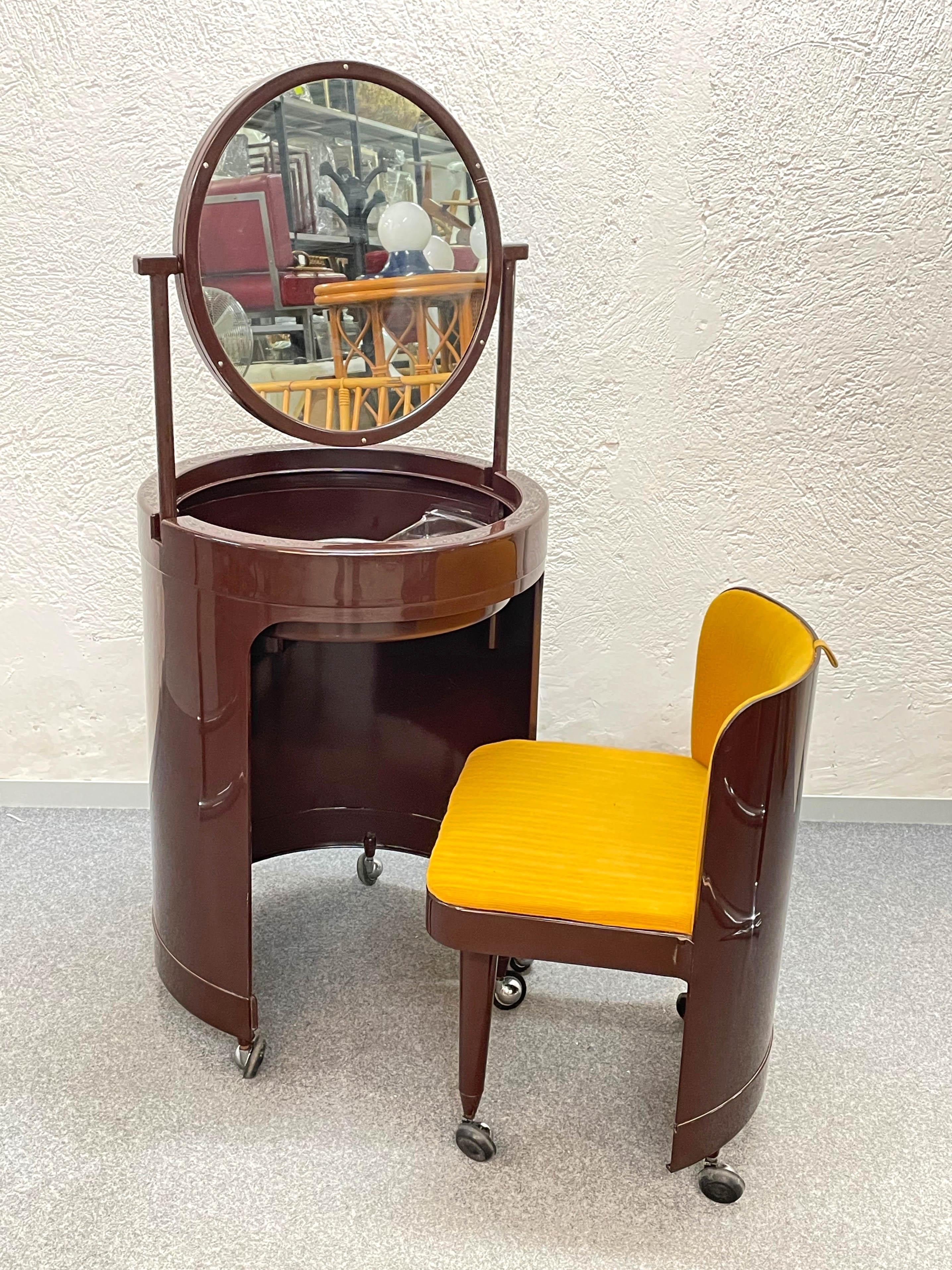 Midcentury Studio Kastilia Silvi Italian Vanity Table with Stool, 1970s 2