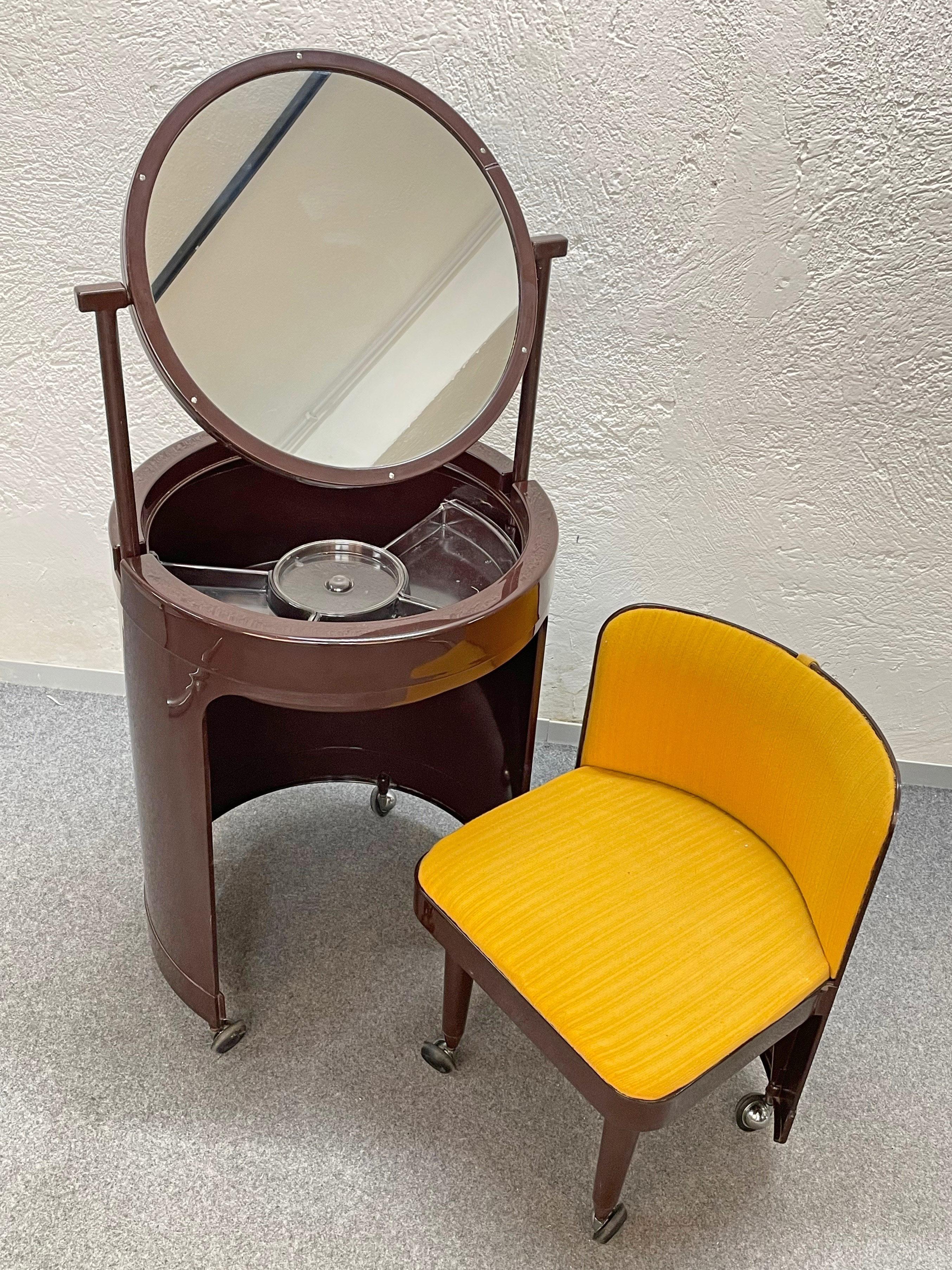 Midcentury Studio Kastilia Silvi Italian Vanity Table with Stool, 1970s 4