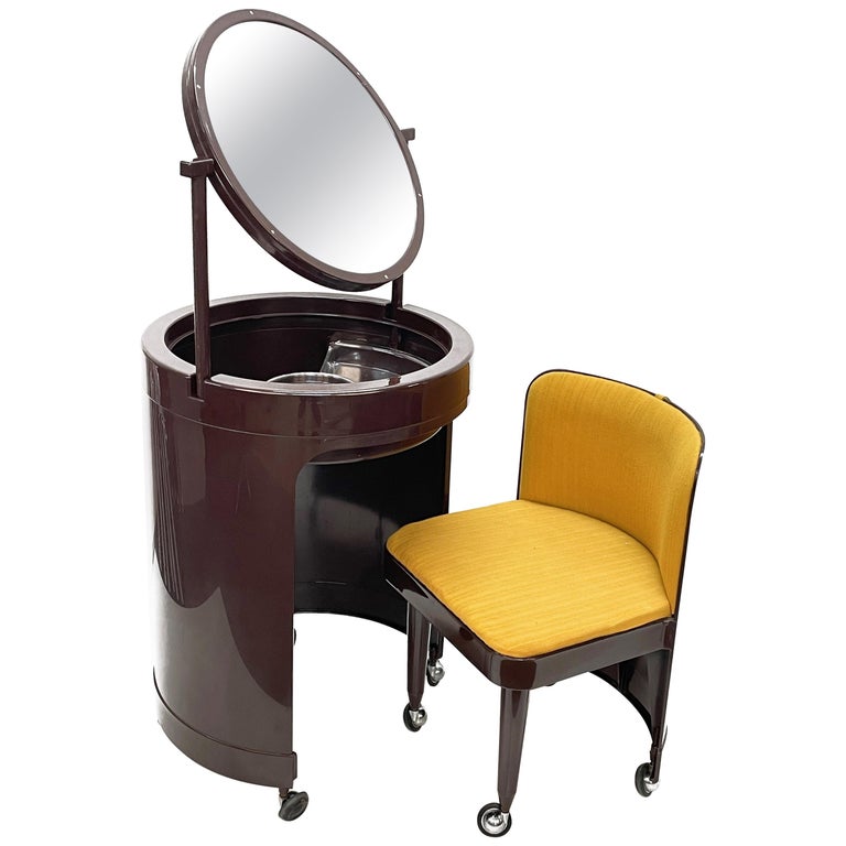 Midcentury Studio Kastilia Silvi Italian Vanity Table with Stool, 1970s at 1stDibs