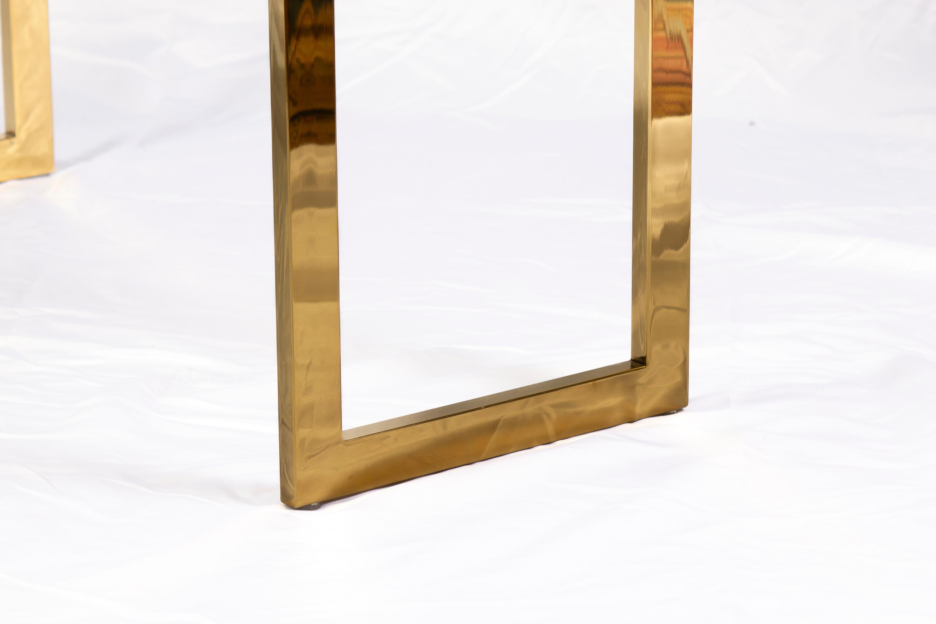 Midcentury Style Brass and Lapis Lazuli Colored Murano Glass Console Table For Sale 4