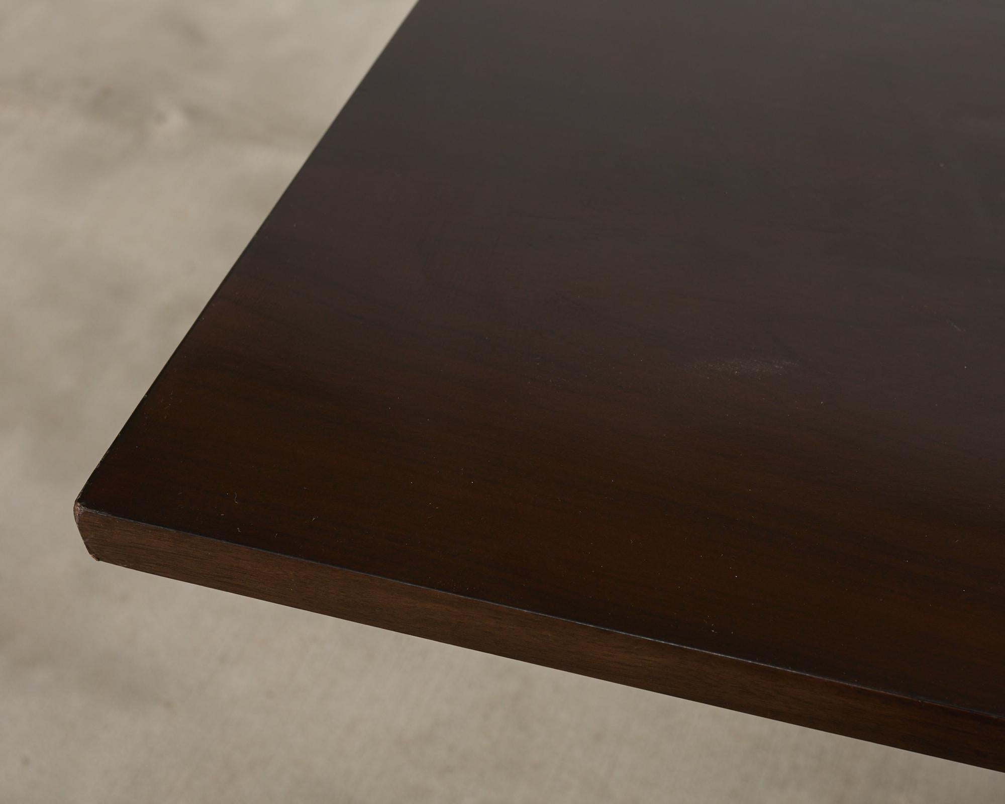 Midcentury Style Brass Base Walnut Writing Table Desk For Sale 6
