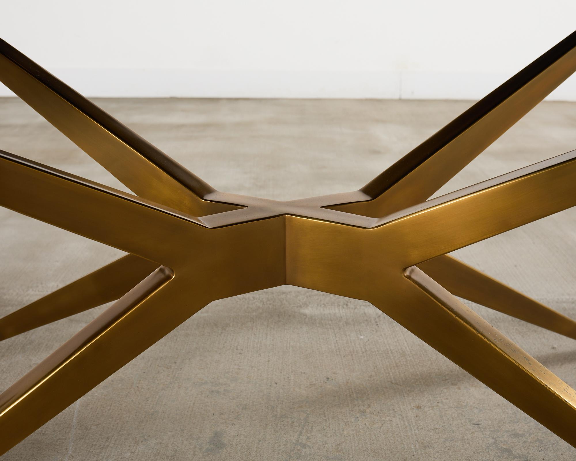 Midcentury Style Brass Base Walnut Writing Table Desk For Sale 7