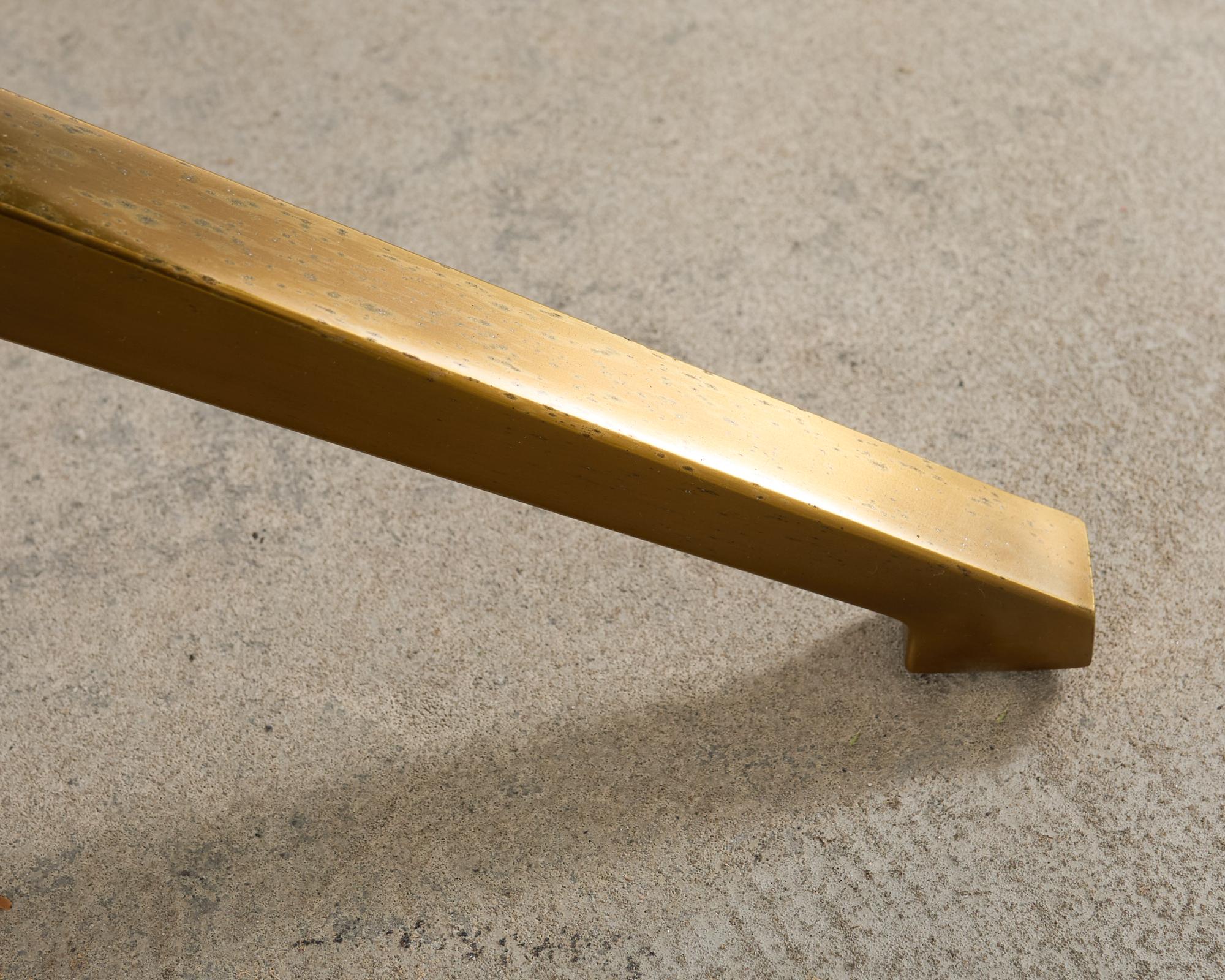 Midcentury Style Brass Base Walnut Writing Table Desk For Sale 10