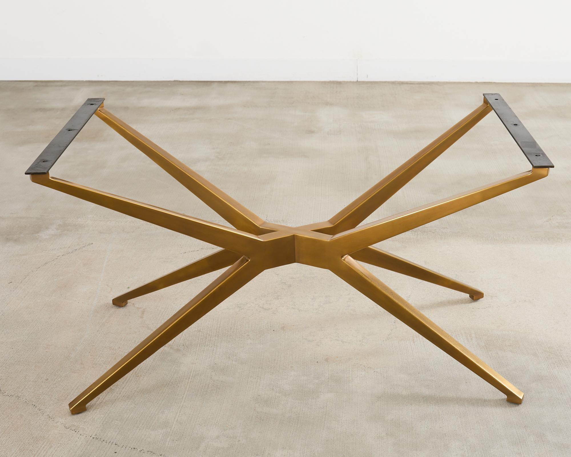 Midcentury Style Brass Base Walnut Writing Table Desk For Sale 12
