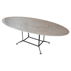 Midcentury Style Carrara Marble Oval Dining Table, Italy, 1950