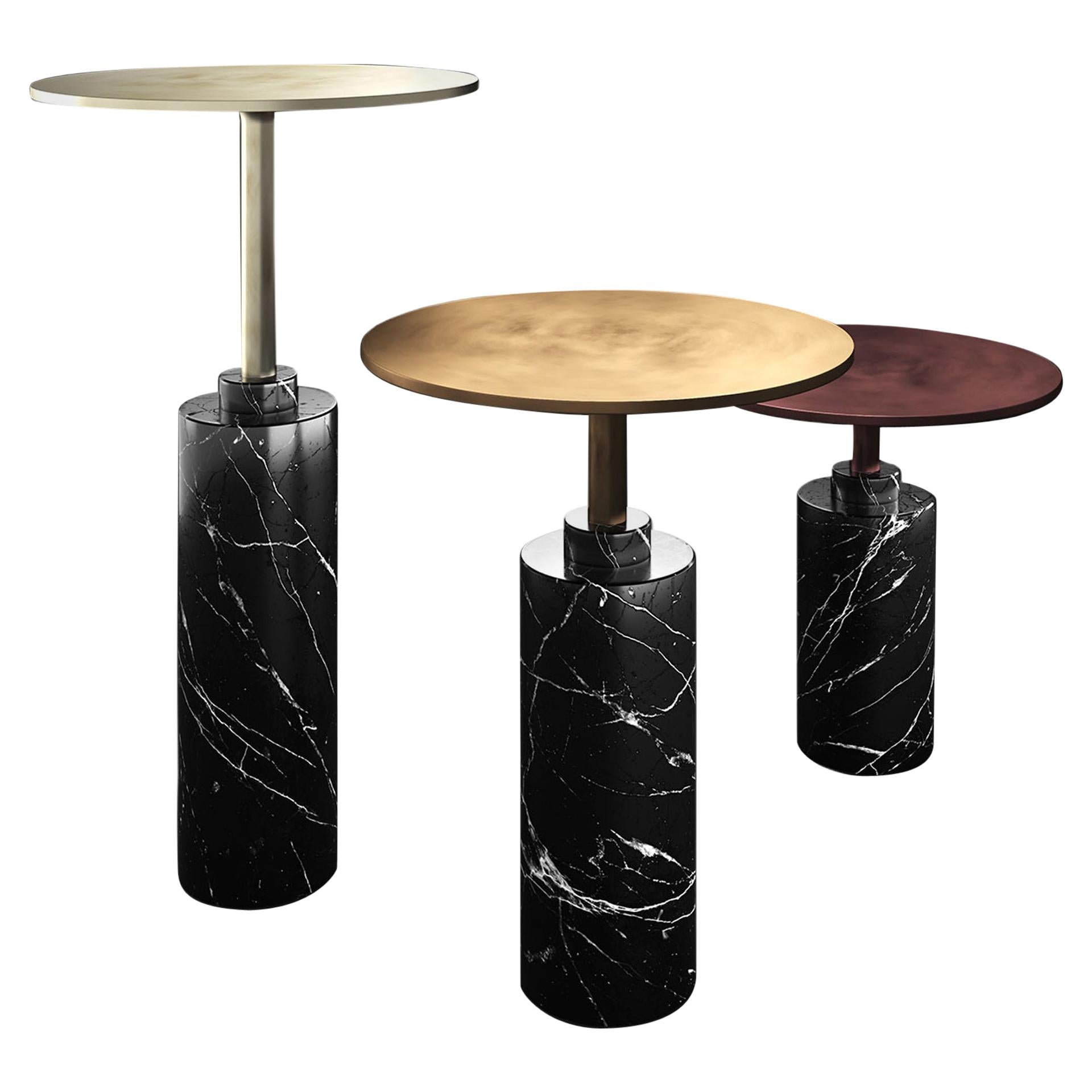 Midcentury Style, Claridge Coffee Table, in Marble and Metal Tops, Made in Italy For Sale