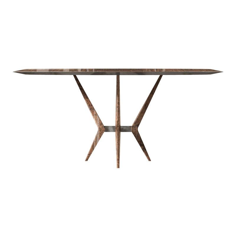 Midcentury Style, Collin Table in Briar Root and Burnished Metal, Made in Italy For Sale