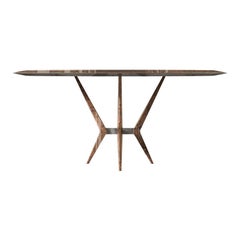 Midcentury Style, Collin Table in Briar Root and Burnished Metal, Made in Italy