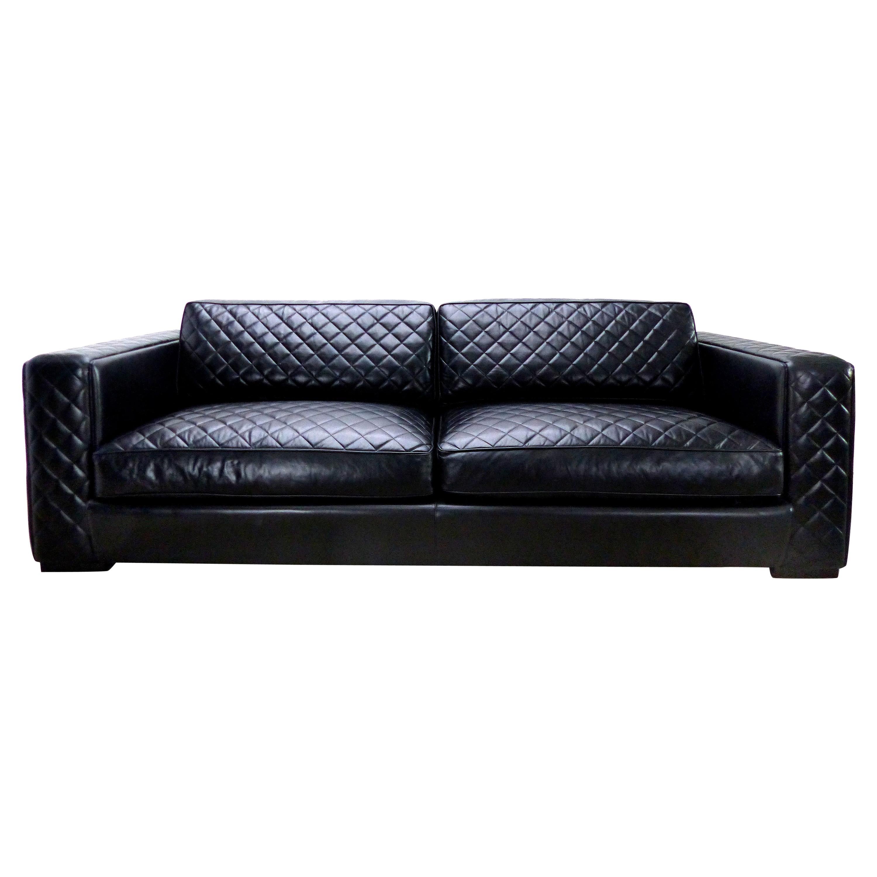 Midcentury Style Embroidered Leather Sofa by Zanaboni For Sale