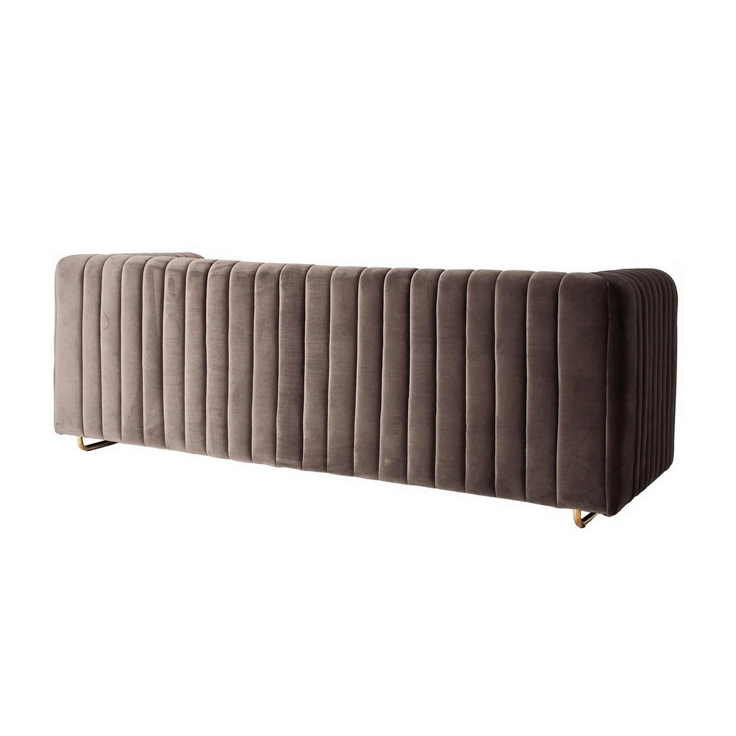 Mid-Century Modern Midcentury Style Gilded Metal and Velvet Design Sofa
