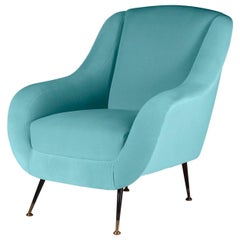 Midcentury Style Italian Lounge Chair in Turquoise
