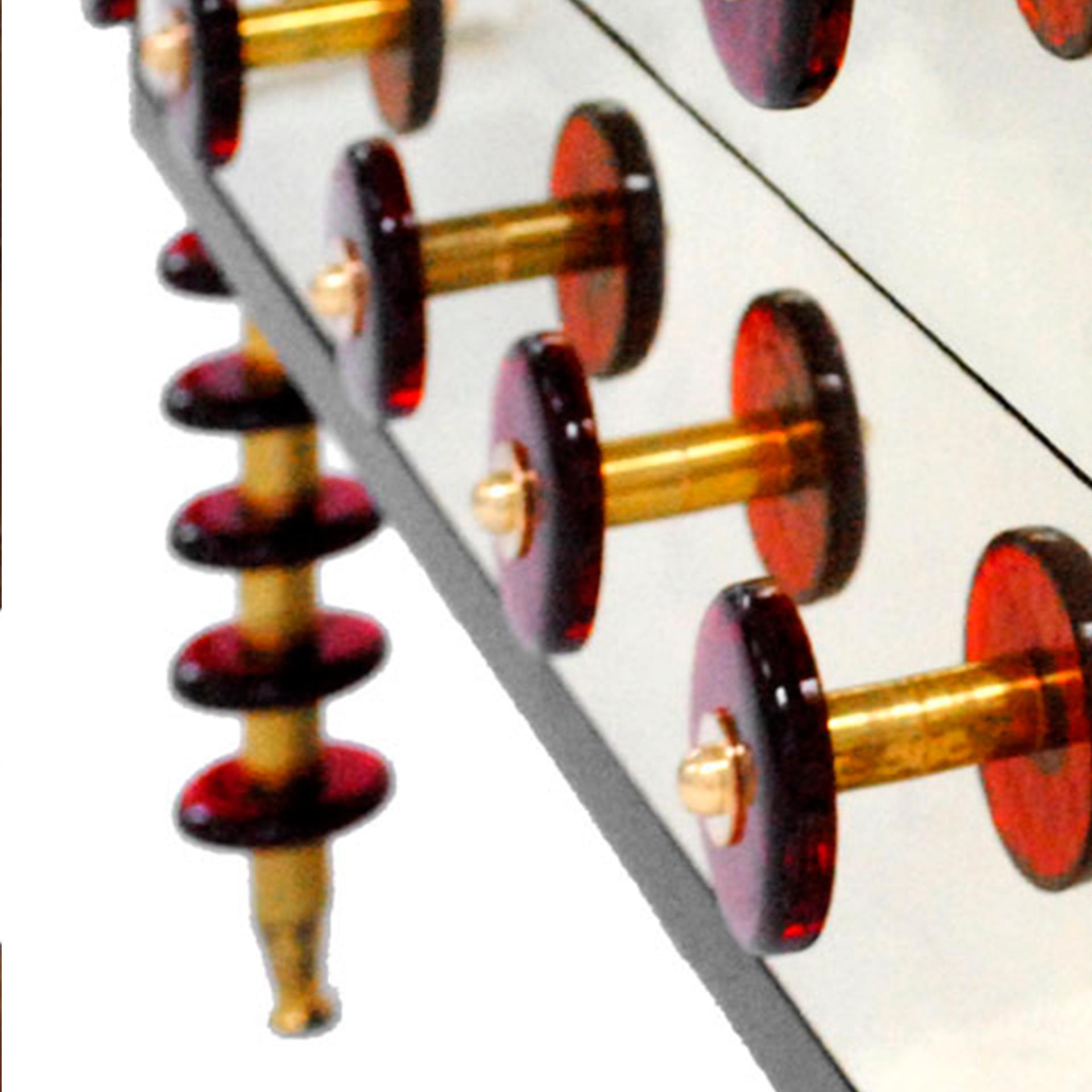 Credenza italiana in stile Midcentury in legno massiccio, vetro di Murano e ottone in vendita 1