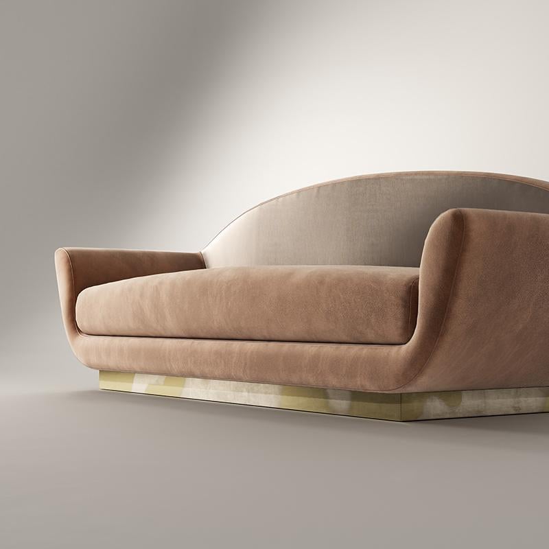 Italian Midcentury Style, Keaton Curve Sofa, Soft Velvet and Dusty Colors, Made in Italy For Sale