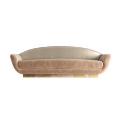 Midcentury Style, Keaton Curve Sofa, Soft Velvet and Dusty Colors, Made in Italy