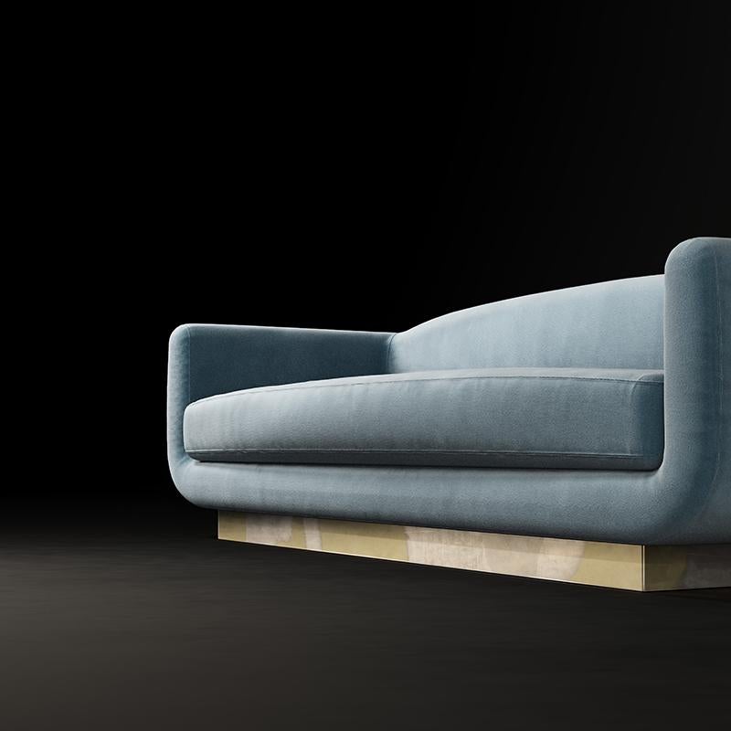 Italian Midcentury Style, Keaton Straight Sofa, Velvet and Dusty Colors, Made in Italy For Sale