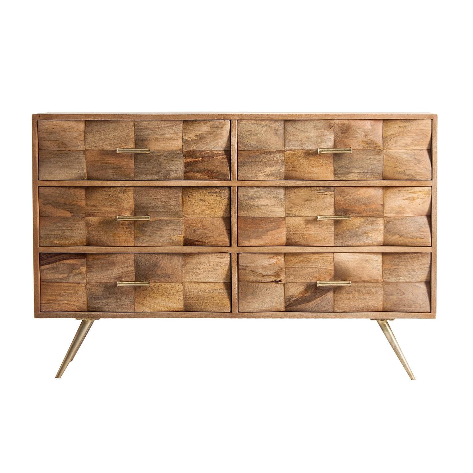 Contemporary Scandinavian Design And Midcentury Style Elm Wood Chest of Drawers For Sale