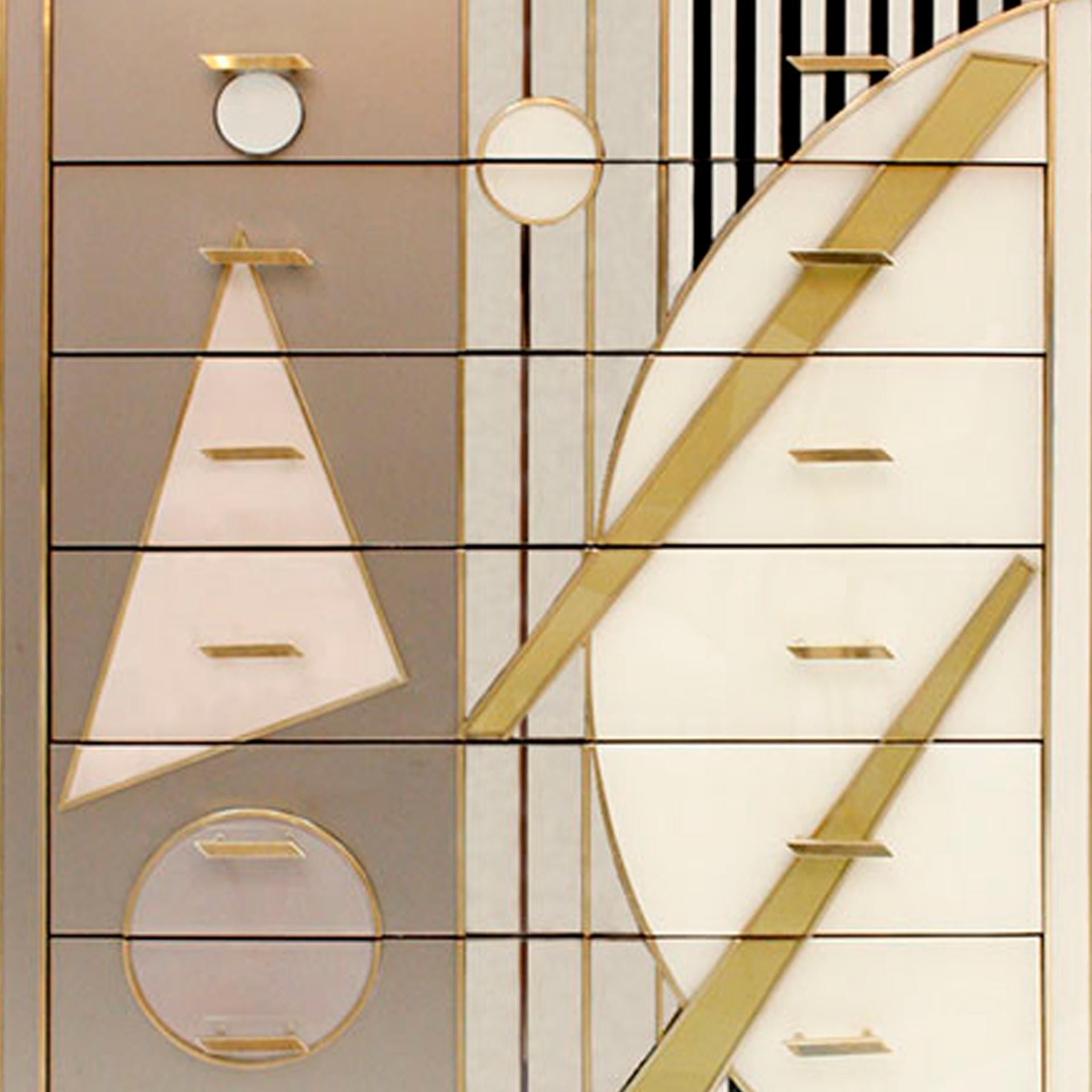 Midcentury Style Multicolour Large Italian Commode Composed of Seven Drawers For Sale 2