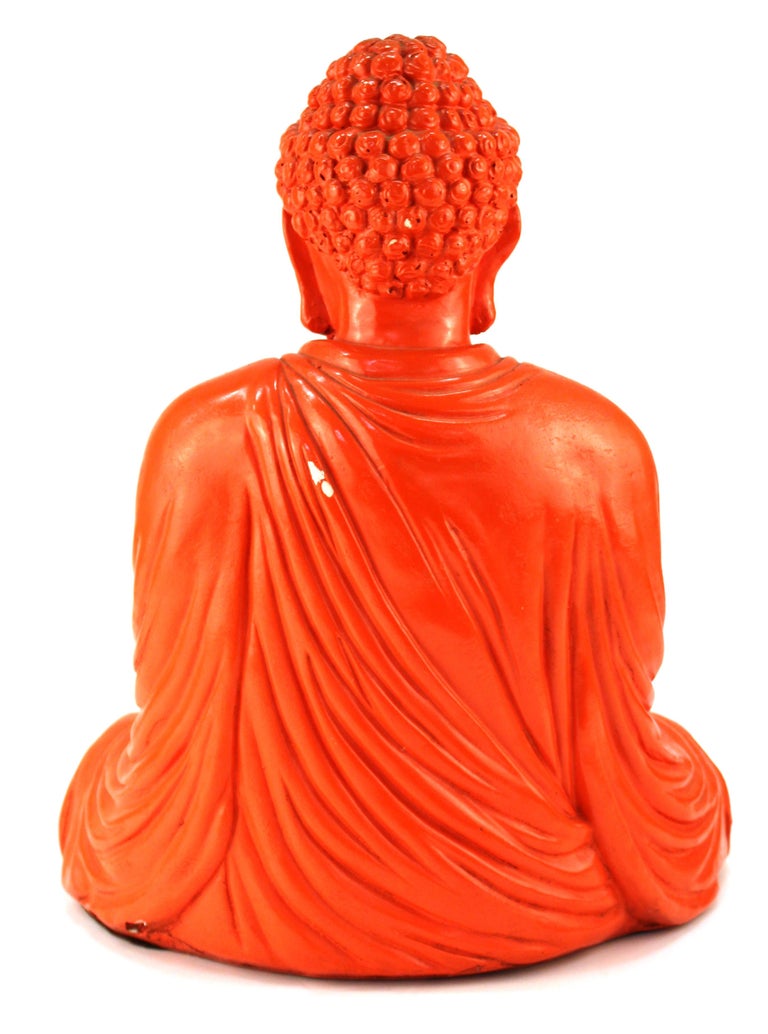 Midcentury Style Painted Plaster Seated Buddha For Sale at 1stDibs