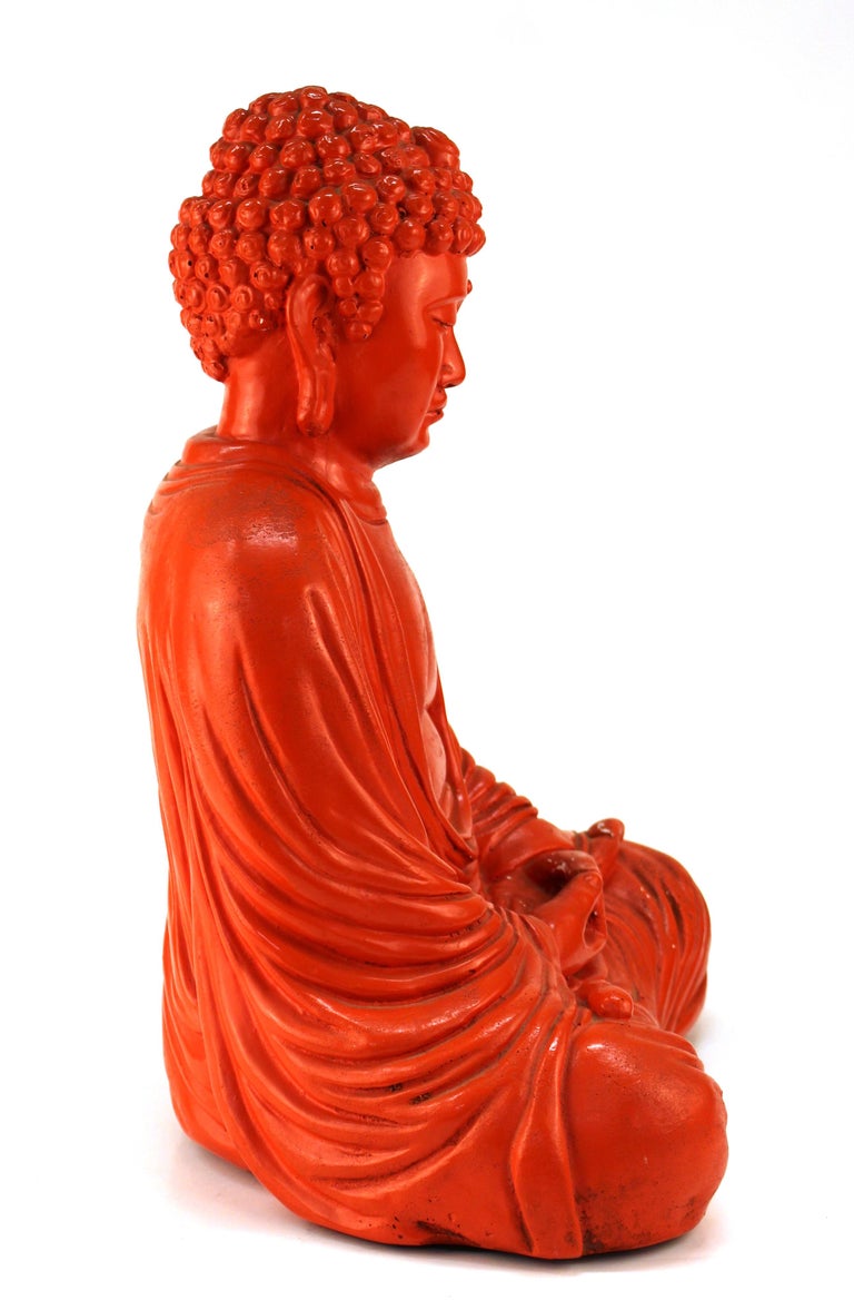 Midcentury Style Painted Plaster Seated Buddha For Sale at 1stDibs