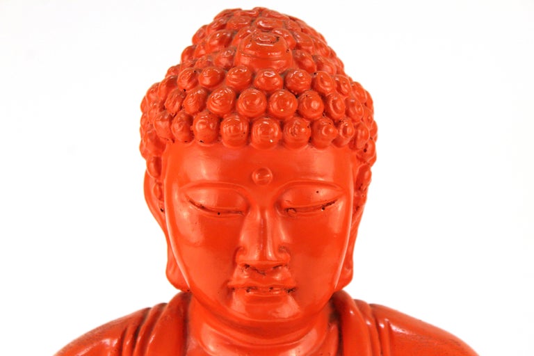 Midcentury Style Painted Plaster Seated Buddha For Sale at 1stDibs
