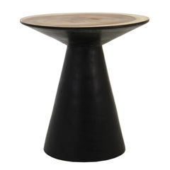Midcentury Style Pair of Ebonized Solid Wood Side Tables