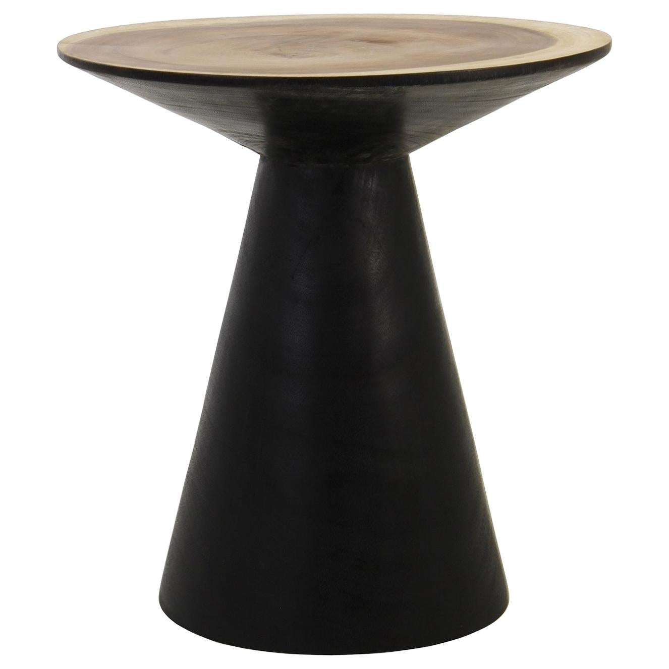 Midcentury Style Pair of Ebonized Solid Wood Side Tables For Sale