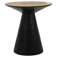 Midcentury Style Pair of Ebonized Solid Wood Side Tables