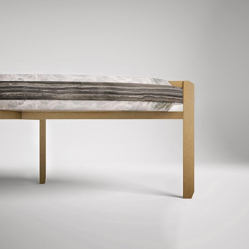 Midcentury Style, Soho Coffetable, in Marble and Pale Wood, Made in Italy In New Condition For Sale In Casalserugo, IT