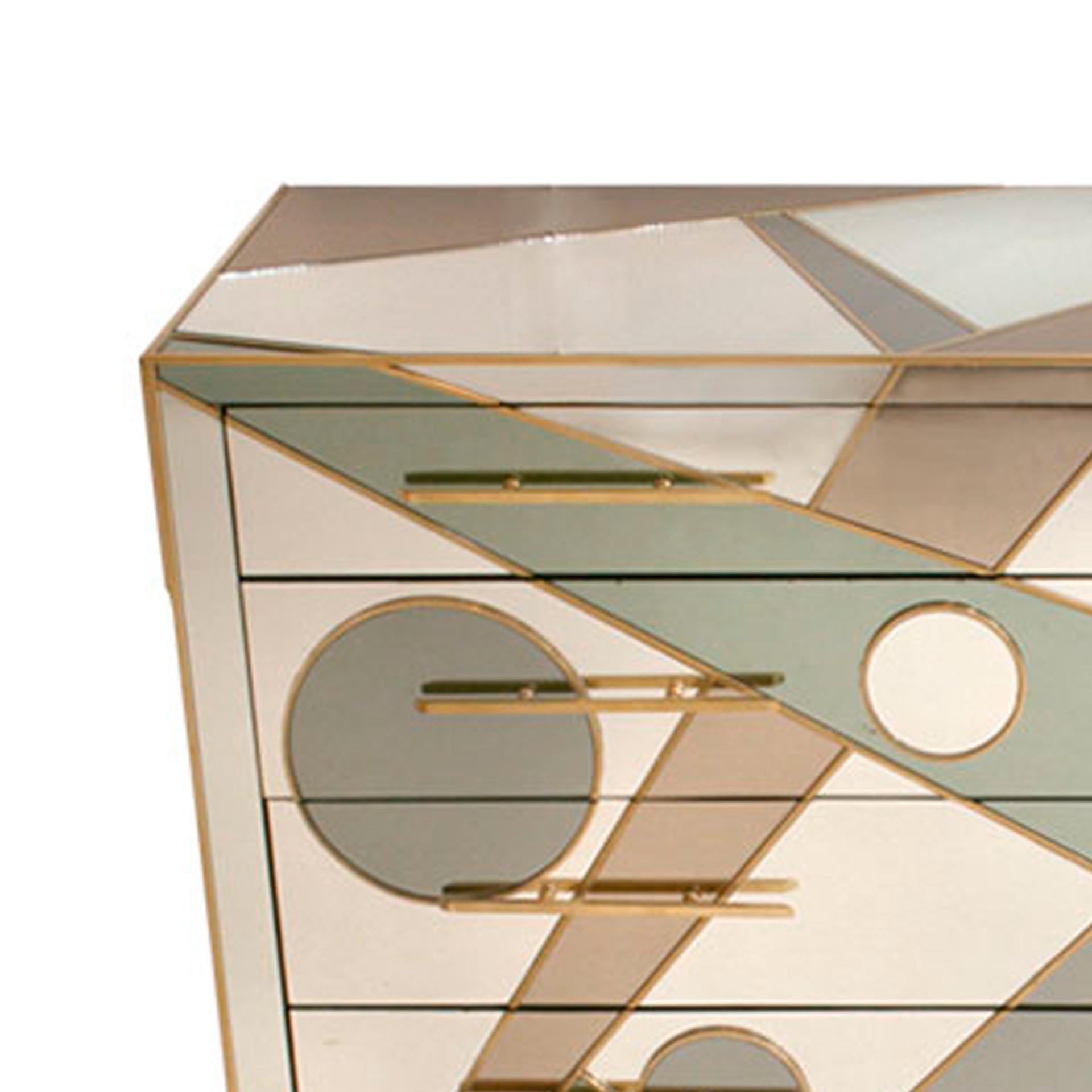 Commode italiano in stile metà secolo in legno massiccio, vetro di Murano e ottone In condizioni buone in vendita a Ibiza, Spain