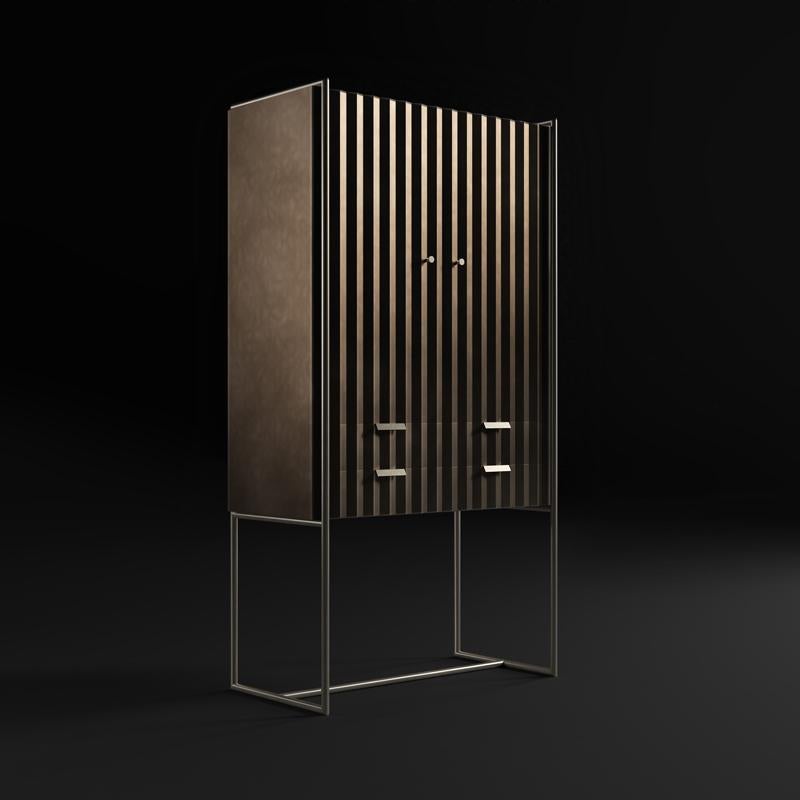 Italian Midcentury Style, Taylor Cabinet, a Metal and Bronze Cabinet, Made in Italy For Sale