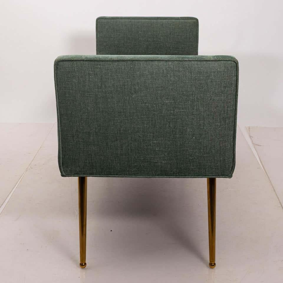 Mid-Century Modern Midcentury Style Upholstered Armed Bench For Sale