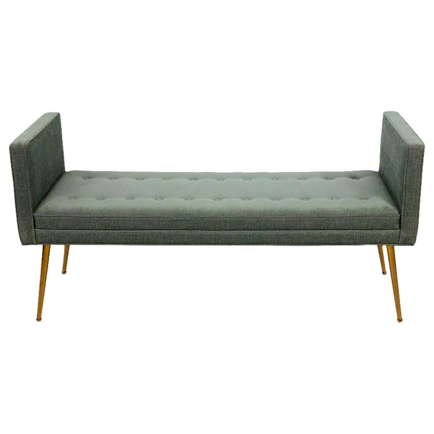 Midcentury Style Upholstered Armed Bench