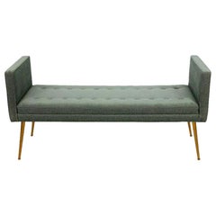 Midcentury Style Upholstered Armed Bench